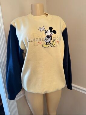 Disney Mickey Mouse Two-Tone Cream and Navy Sweatshirt
